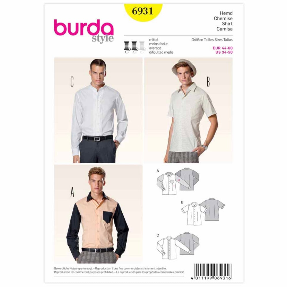 Burda Style 6931 - Men’s Top Sewing Pattern