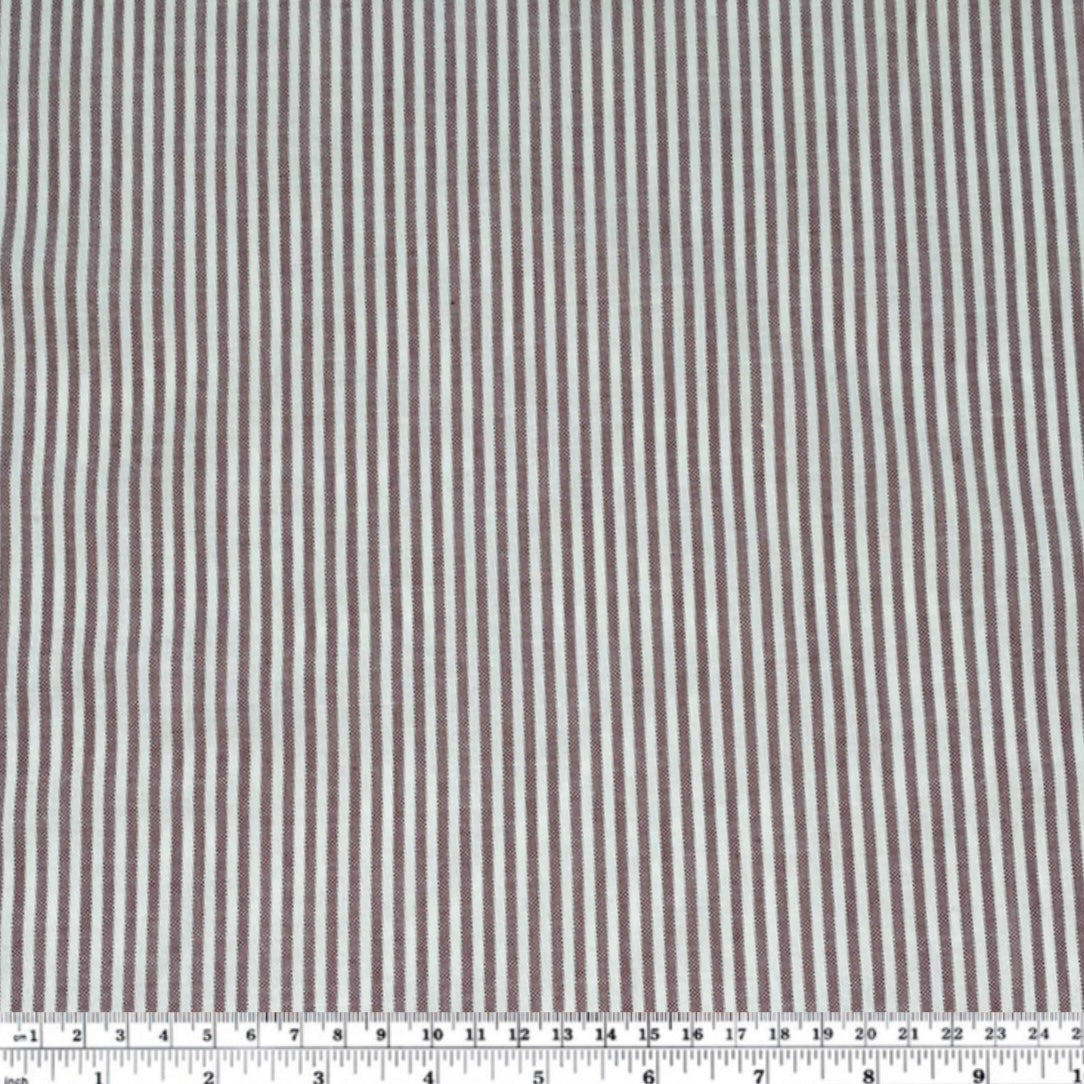 Striped Cotton - 62” - White/Burgundy