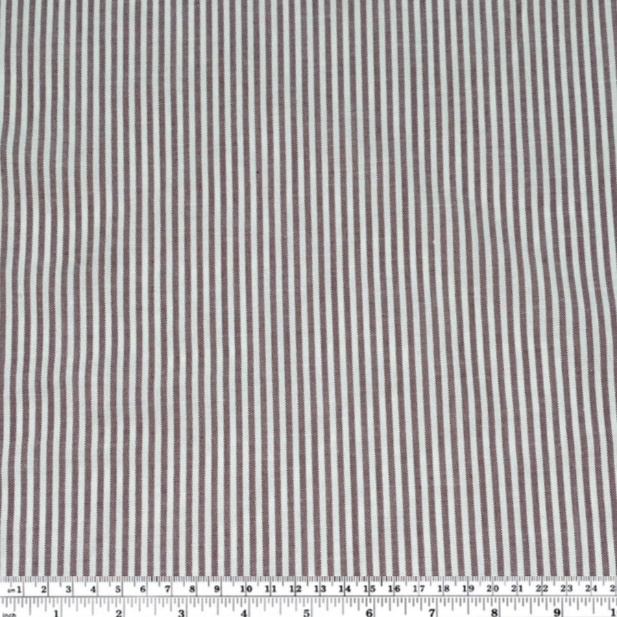 Striped Cotton - 62” - White/Burgundy