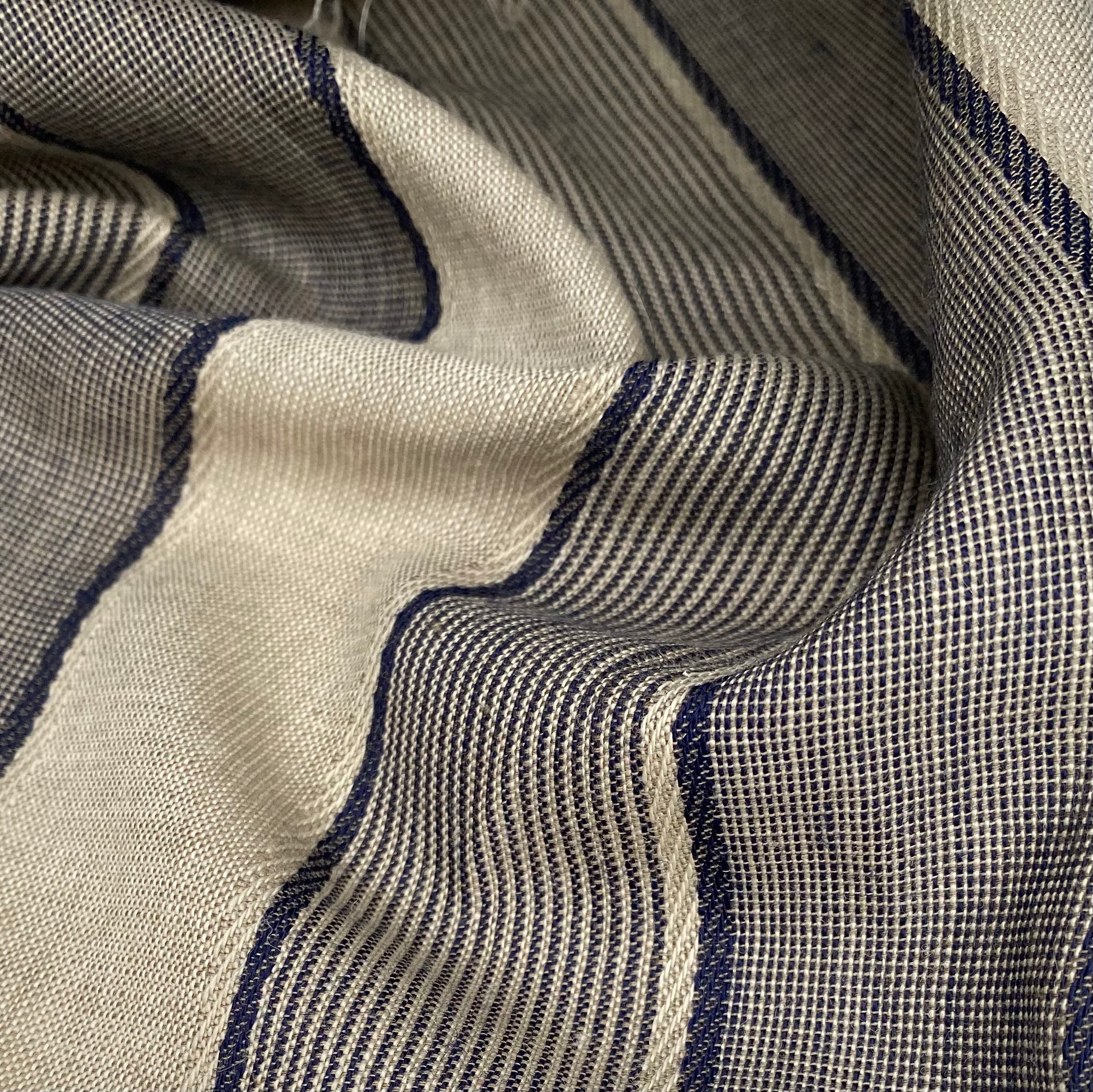 Yarn Dyed Wool - Striped - Beige/Blue/White