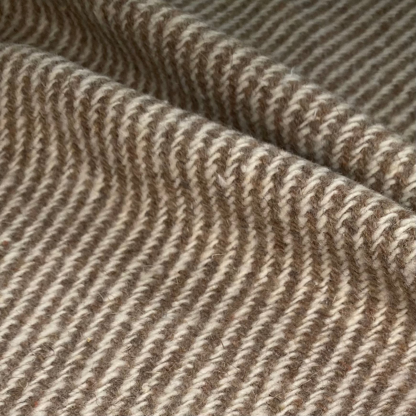 Wool Coating - Diagonal Stripes - Cream/Beige