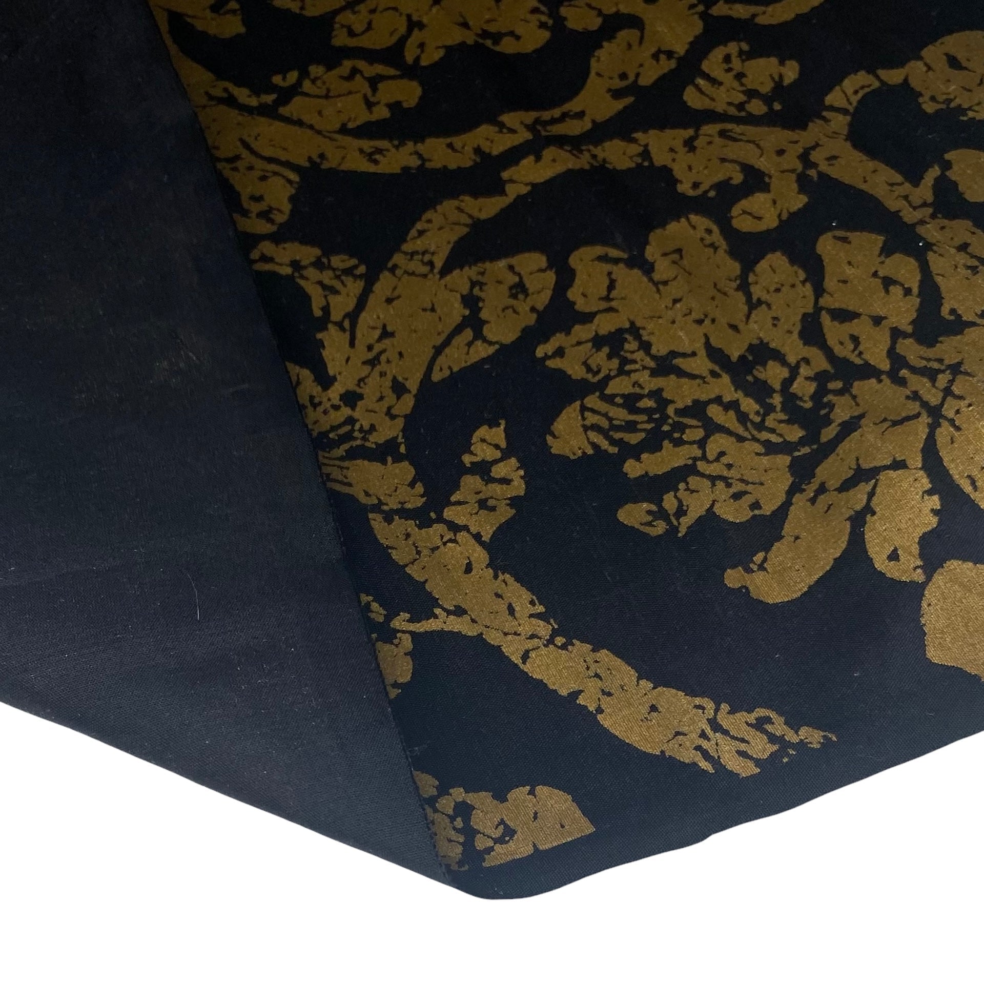 Damask Silk Shantung - Black/Gold