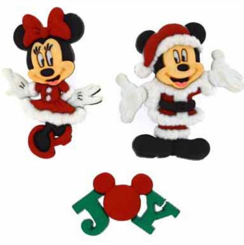 Novelty Buttons - Christmas Minnie & Mickey