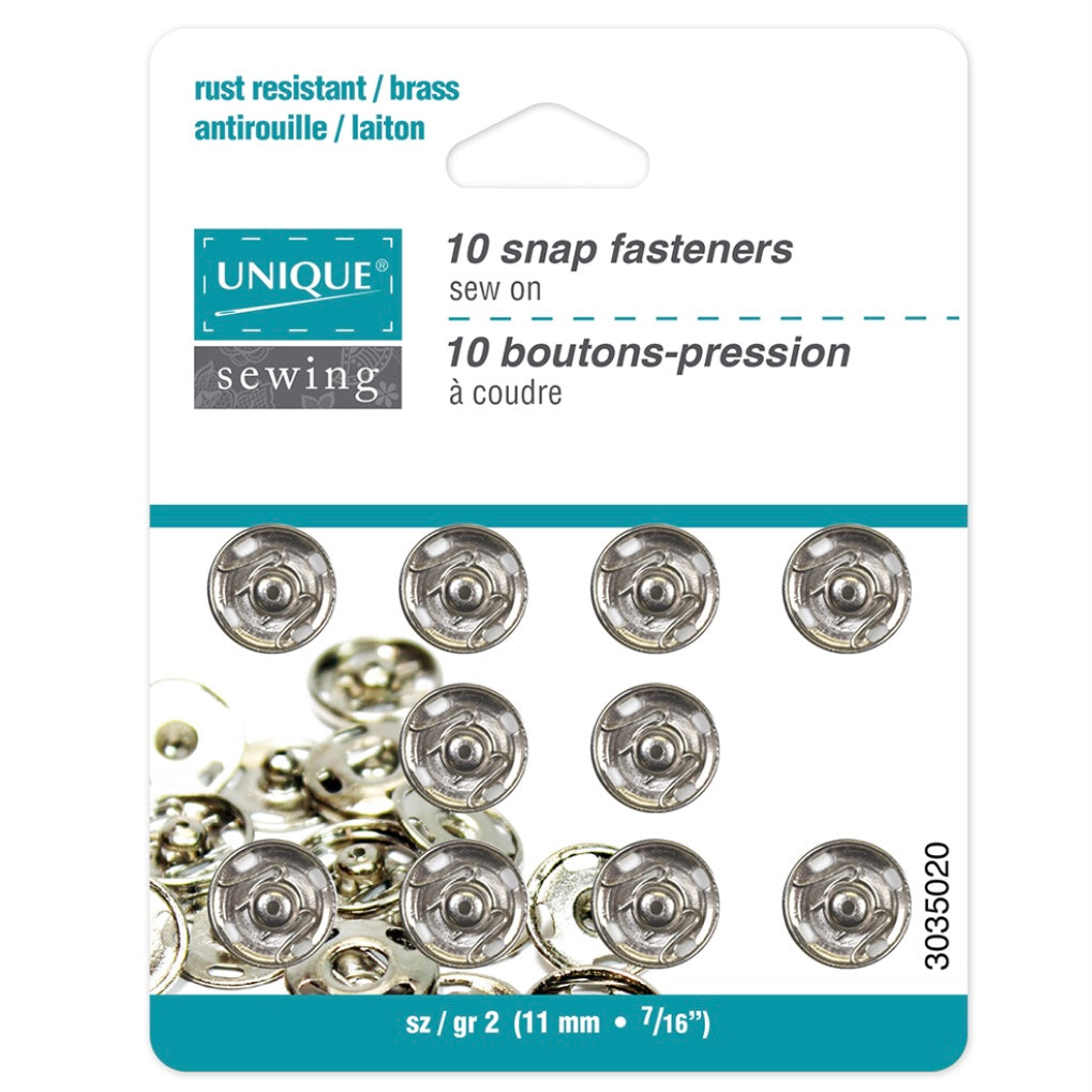 Sew On Snap Fasteners - 13mm (1/2″) - 6 sets - Nickel