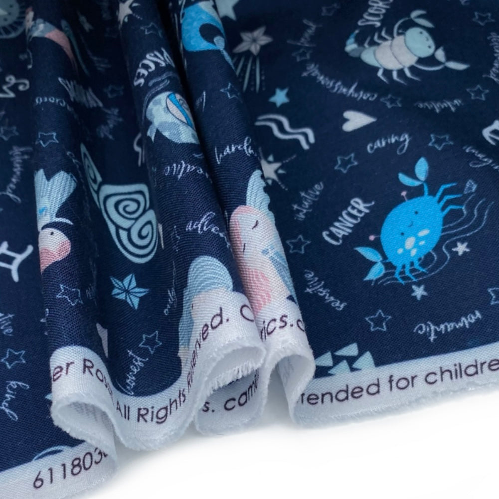 Quilting Cotton - Zodiac Signs - Navy