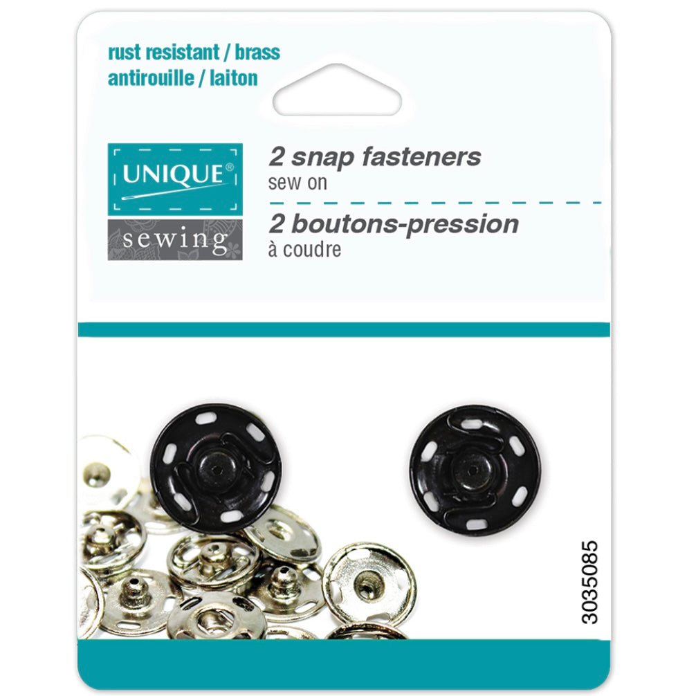 Sew On Snap Fasteners - 9mm (3/8″) - 12  sets - Nickel