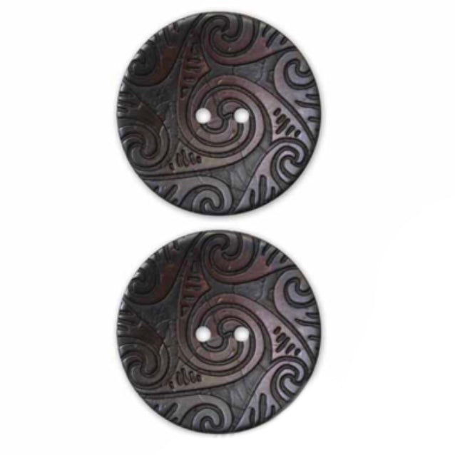 Two Hole Coconut Button -  23mm - Brown - 3 Count