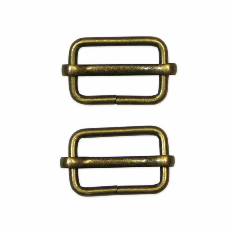 Metal Slide Buckle - 25mm (1″) - Antique Gold - 2 pcs