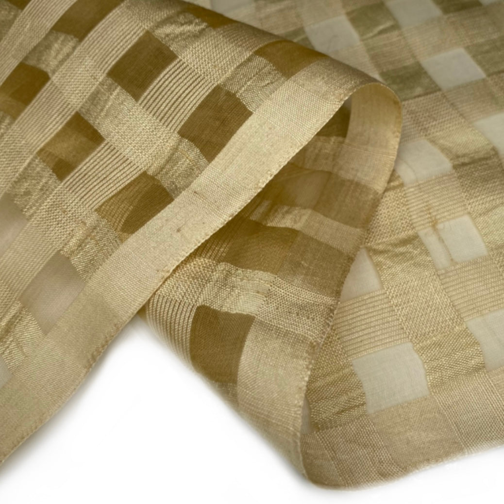 Plaid Silk Organza - 52” - Gold