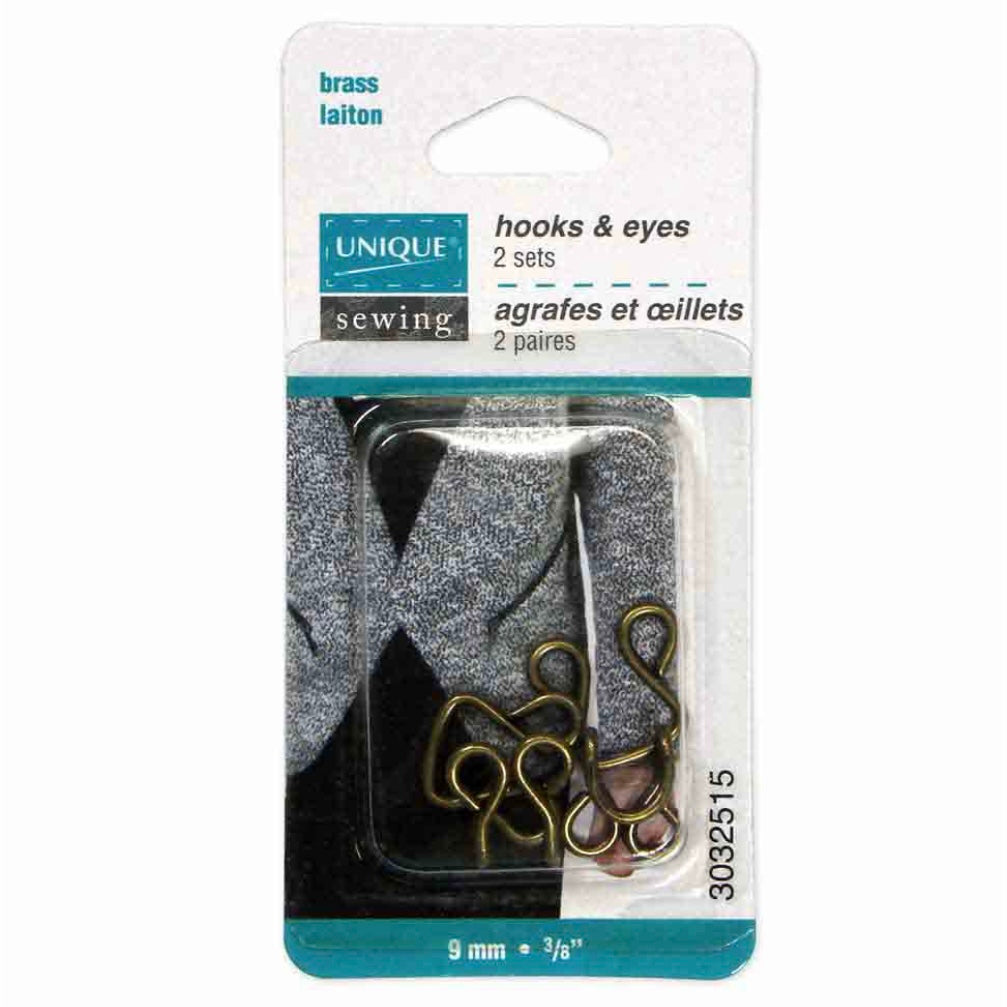 Hooks & Eyes - Antique Gold - 9mm - 2 Sets