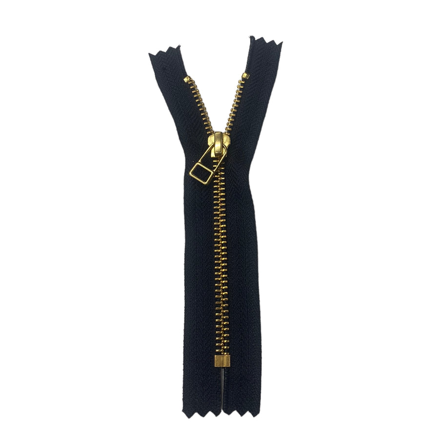 Regular Metal Zipper - 19 1/2” - Burgundy/Brass · King Textiles