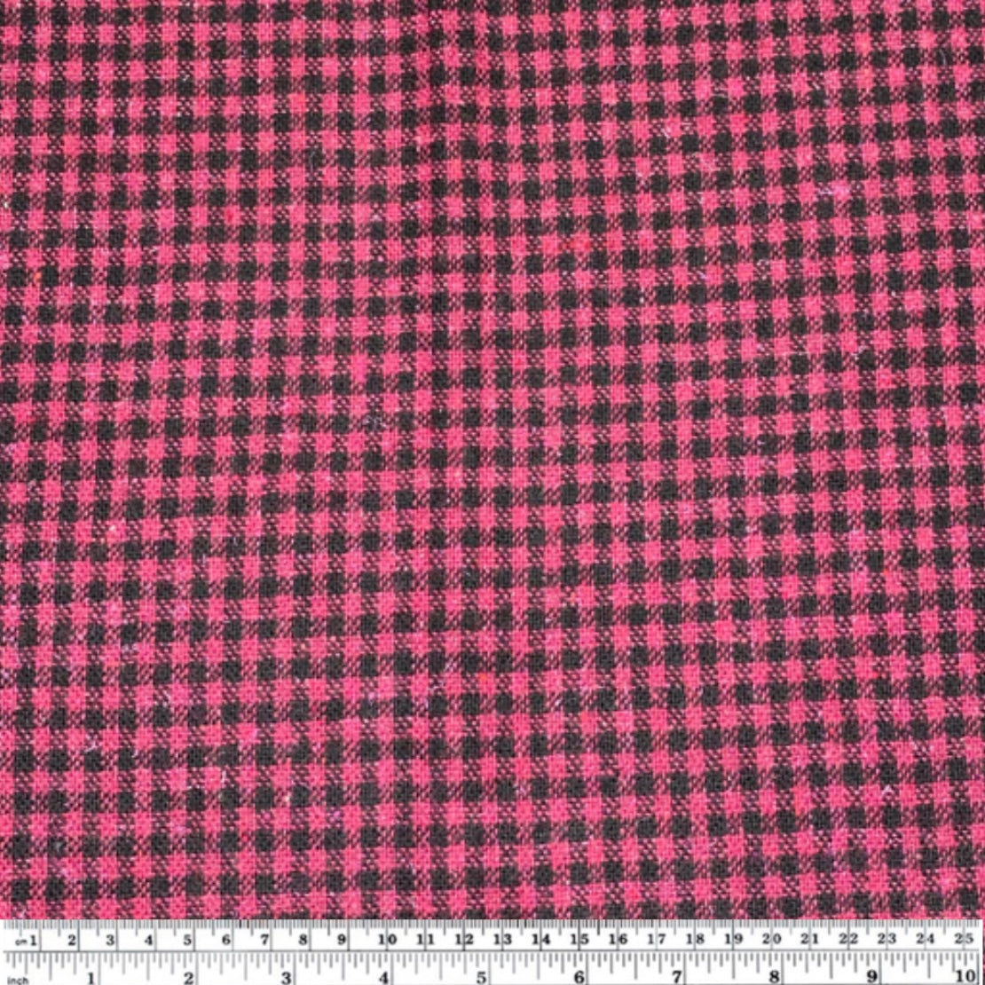 Wool Plaid Coating - Pink / Black