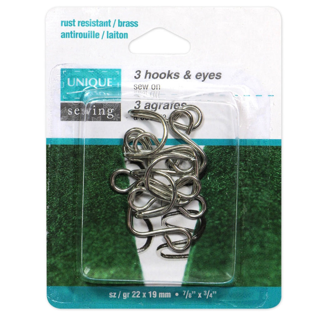 Hooks & Eyes - Charcoal - 22mm x 19mm - 3 Sets