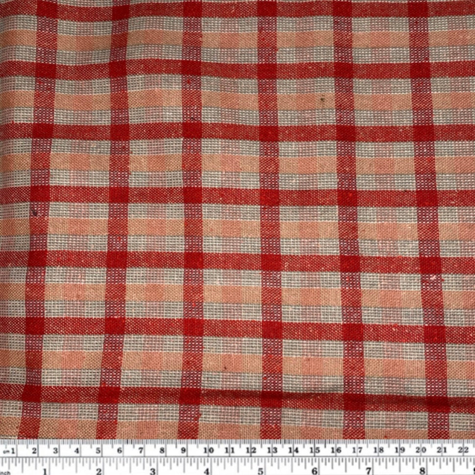 Yarn Dyed Wool Plaid - Red/Pink/White/Grey