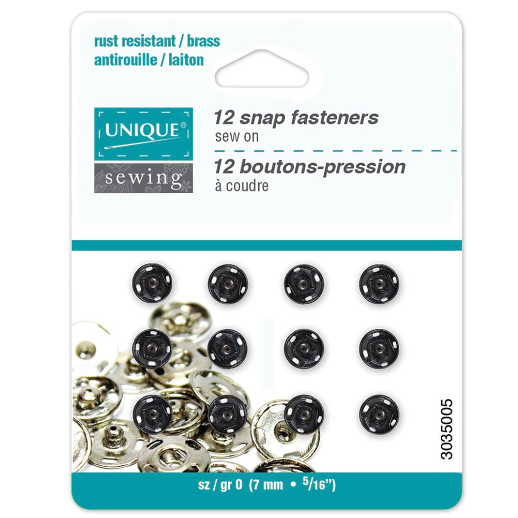 Sew On Snap Fasteners - 13mm (1/2″) - 6 sets - Black