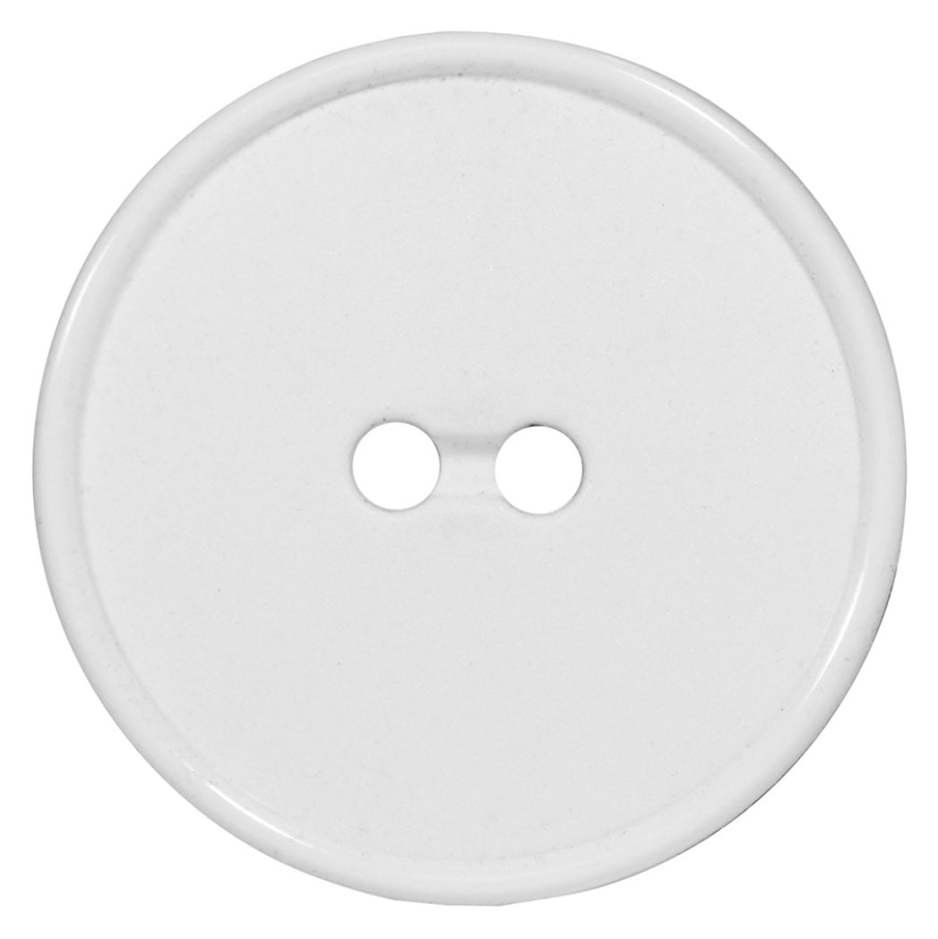 Plastic 2-Hole Button - 23mm - White - 2 count