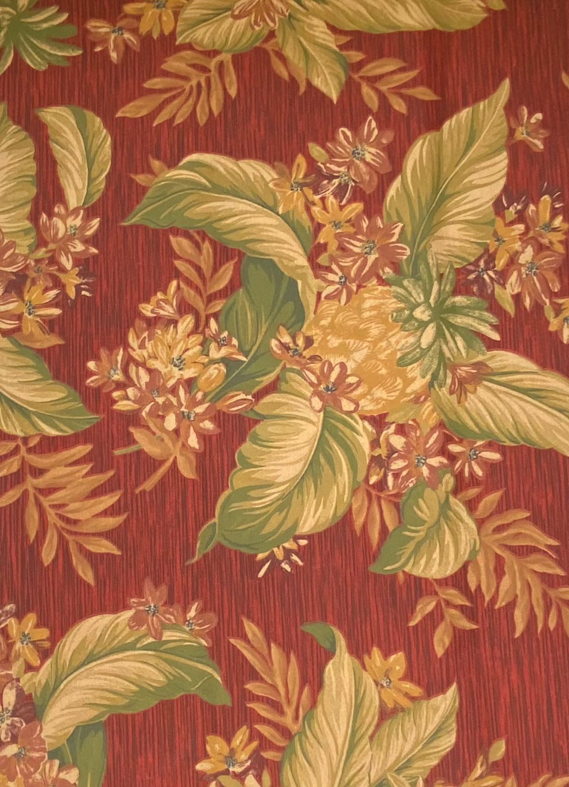 Floral Leaves Indoor/Outdoor Upholstery -  56” - Red