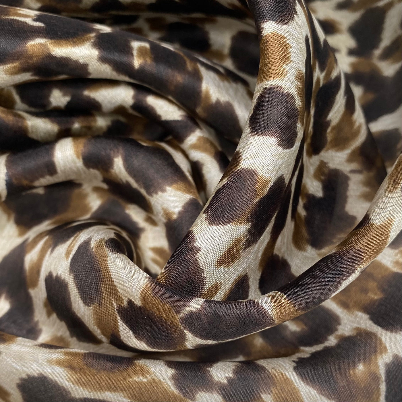 Printed China Silk - Cheetah - Brown