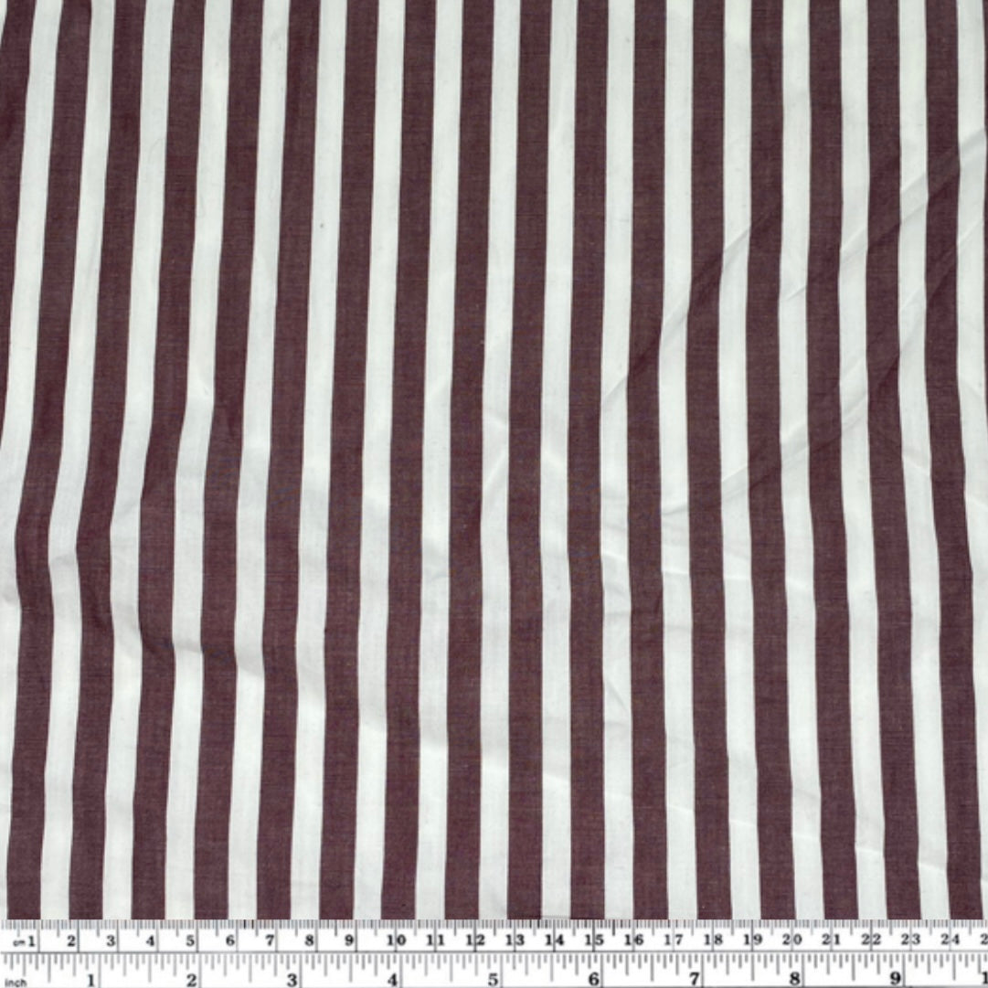 Yarn Dyed - Striped Cotton - White/Burgundy