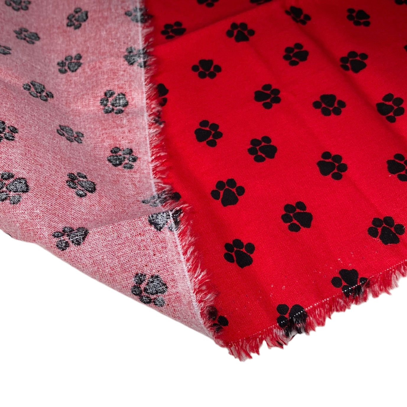 Quilting Cotton - Paw Prints - Red/Black - Remnant