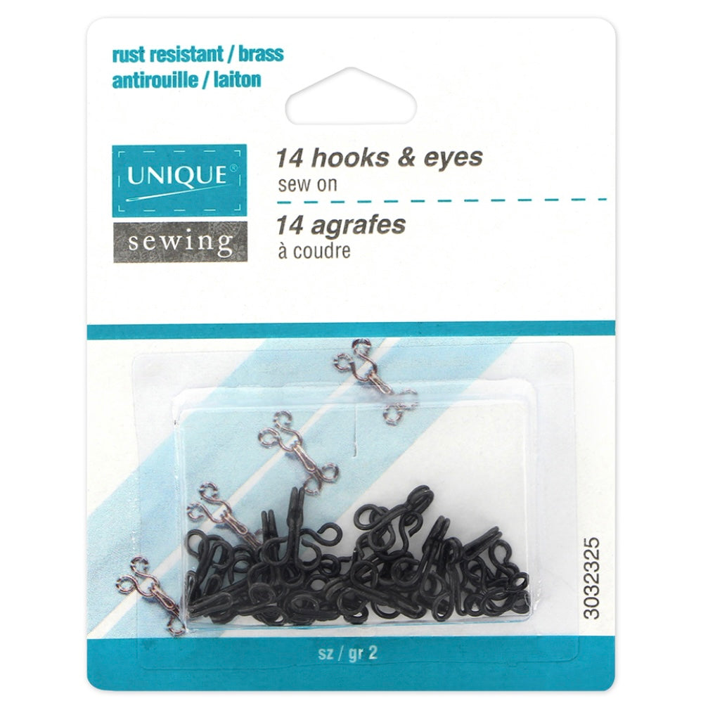 Hooks & Eyes - Black - Size 0 - 14 Sets