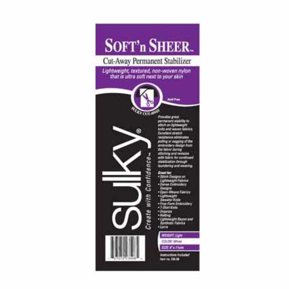 Roll of Soft 'n Sheer Cut Away Stabilizer - White - 12″ x 11 yds