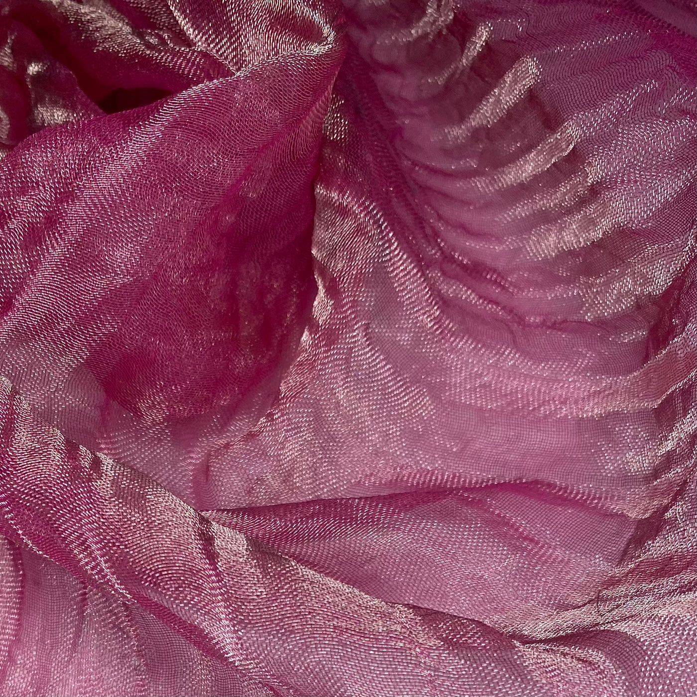 Shot Crinkled Silk Organza - Pink/Silver