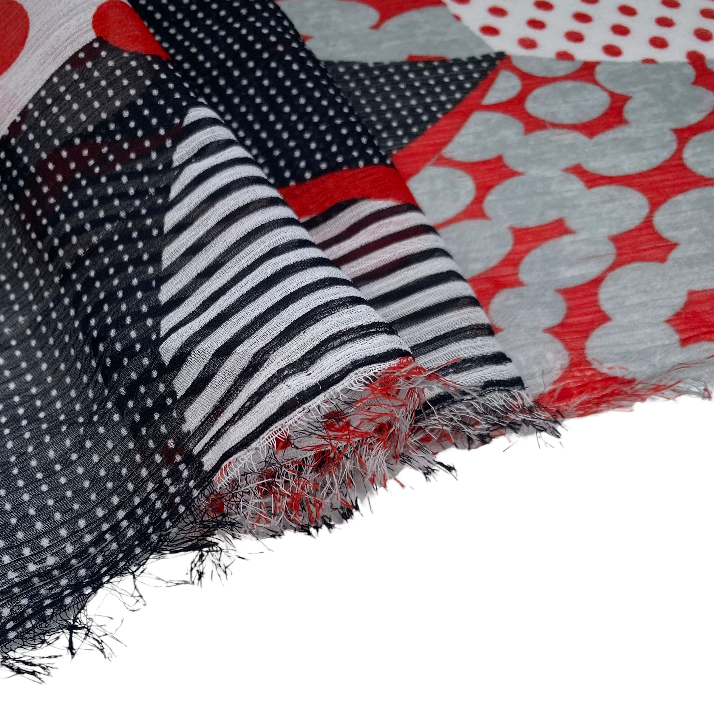 Polka Dot Crinkled Polyester Chiffon - 58” - White/Black/Red/Grey