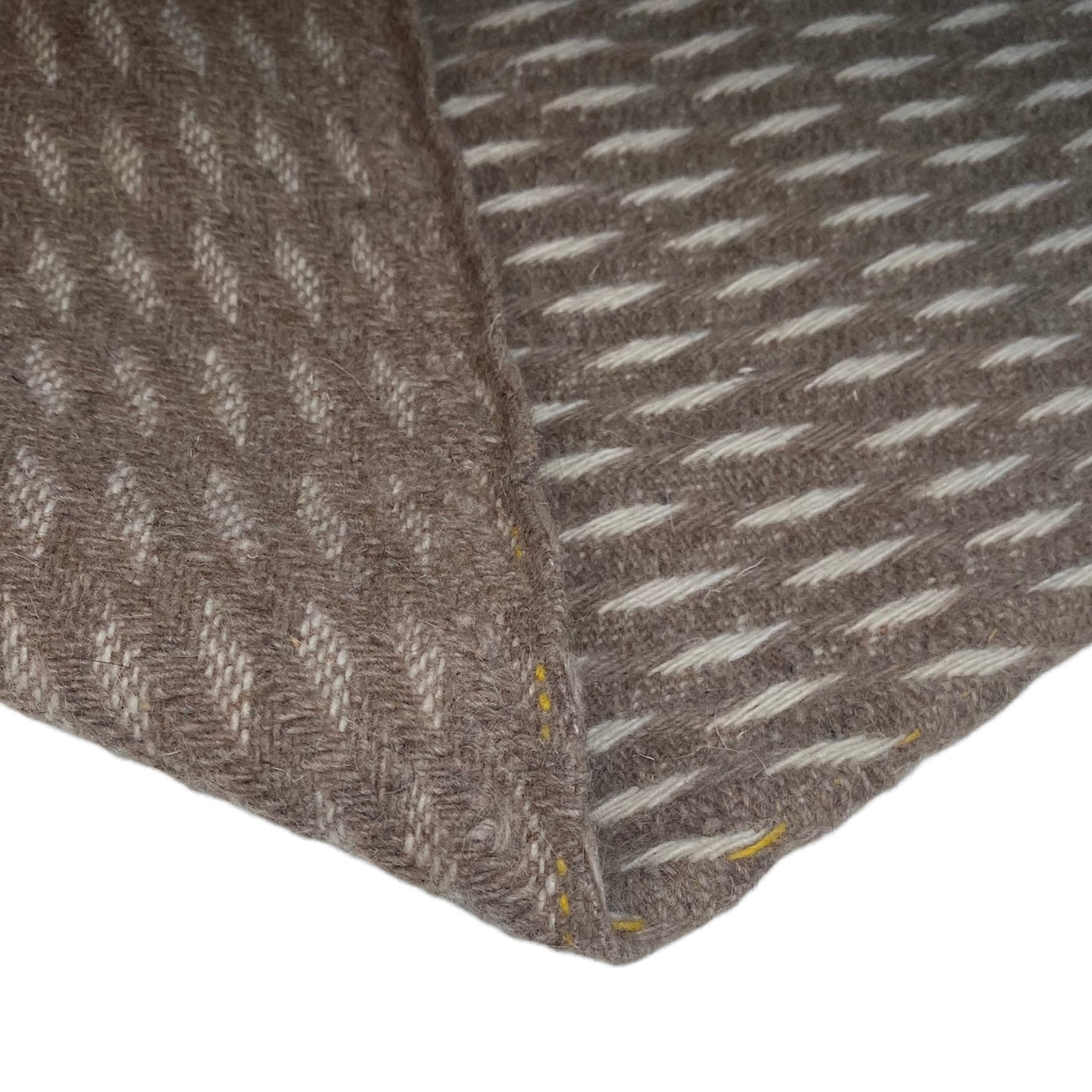 Wool Coating - Diagonal Stripes - Brown/Cream