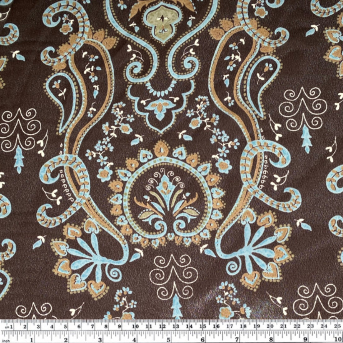 Paisley Polyester Chiffon - 58” - Brown/Blue