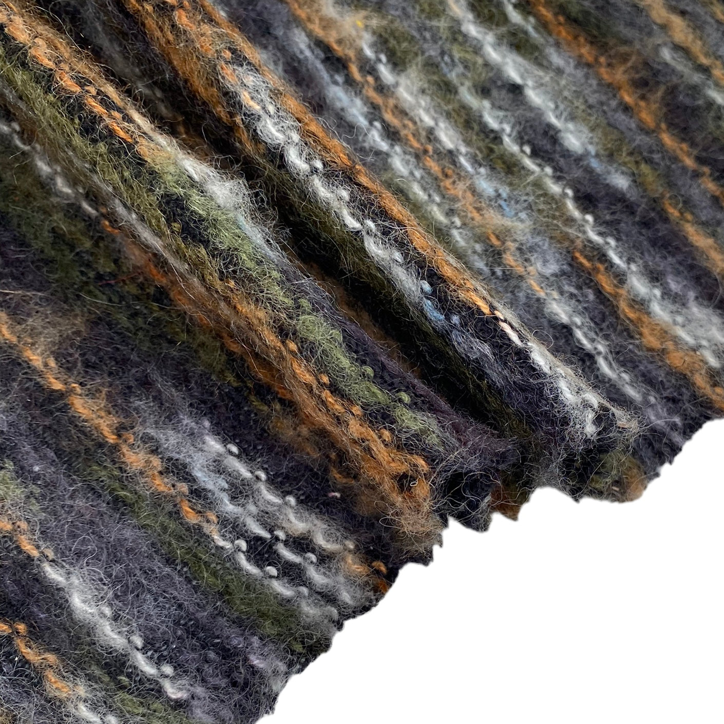 Chenille Mohair Knit— Rust/Green/Grey