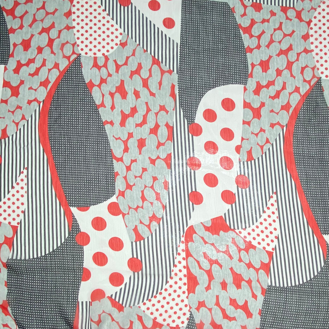 Polka Dot Crinkled Polyester Chiffon - 58” - White/Black/Red/Grey