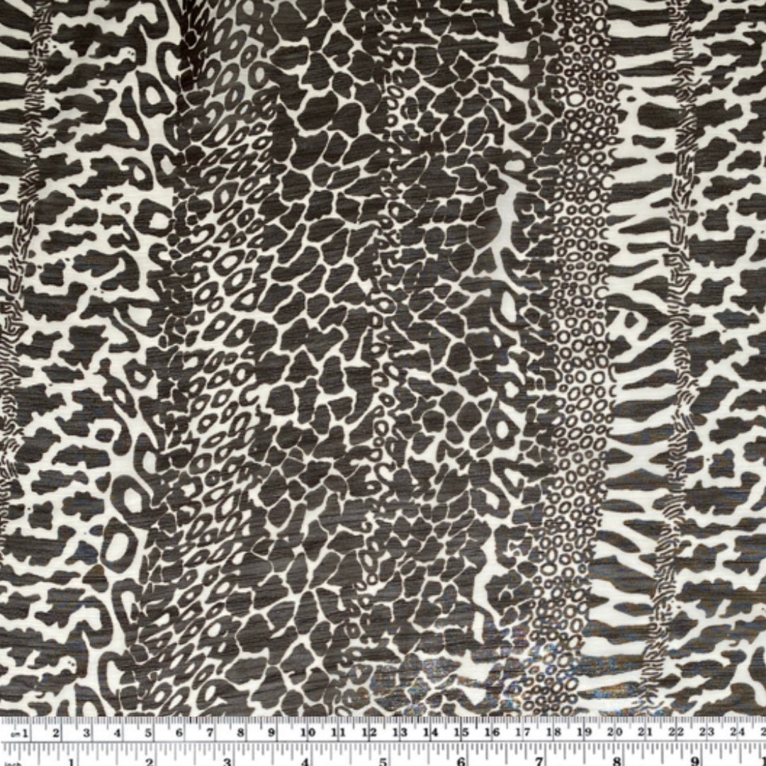 Striped Animal Print Crinkled Polyester Chiffon - 58”