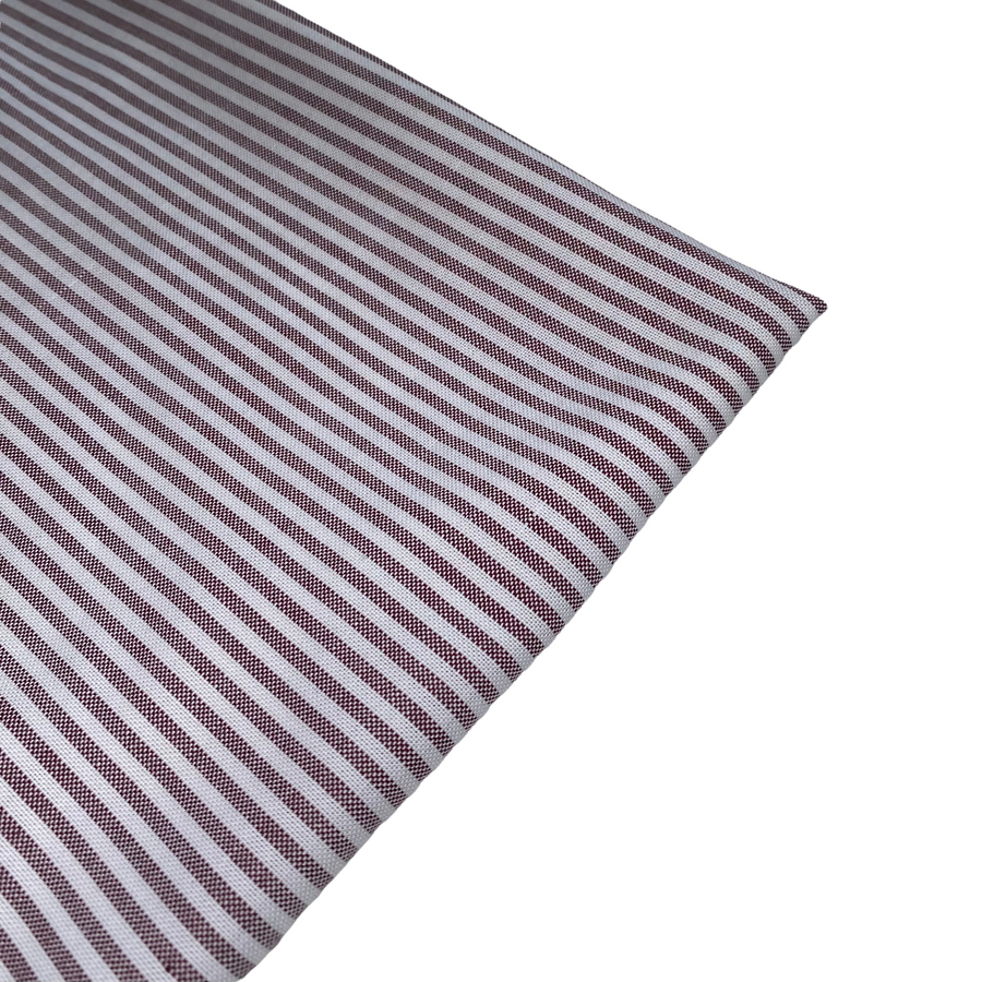 Striped Cotton - 62” - White/Burgundy