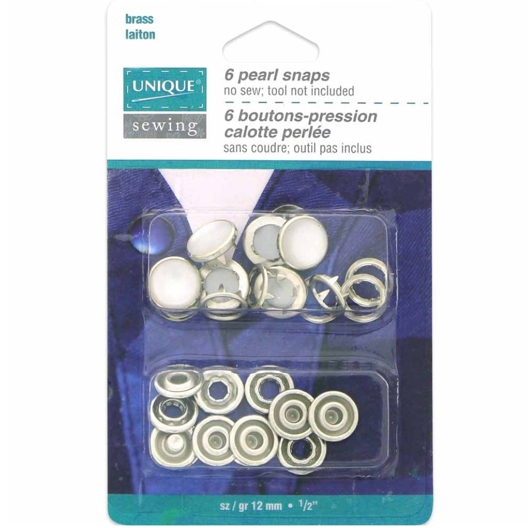 Pearl Snaps - 11.5mm (1/2″) - White - 6 Sets