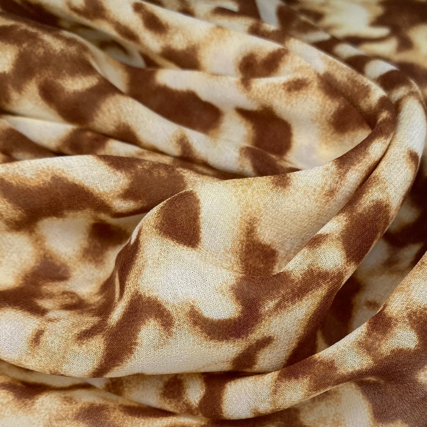 Printed Silk Chiffon - Brown/Cream