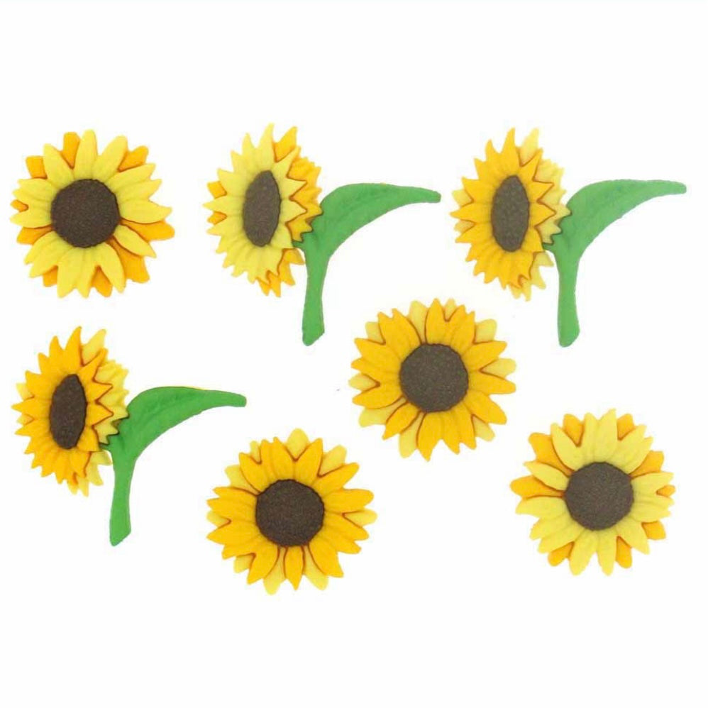 Novelty Buttons - Sunflowers - 7pcs