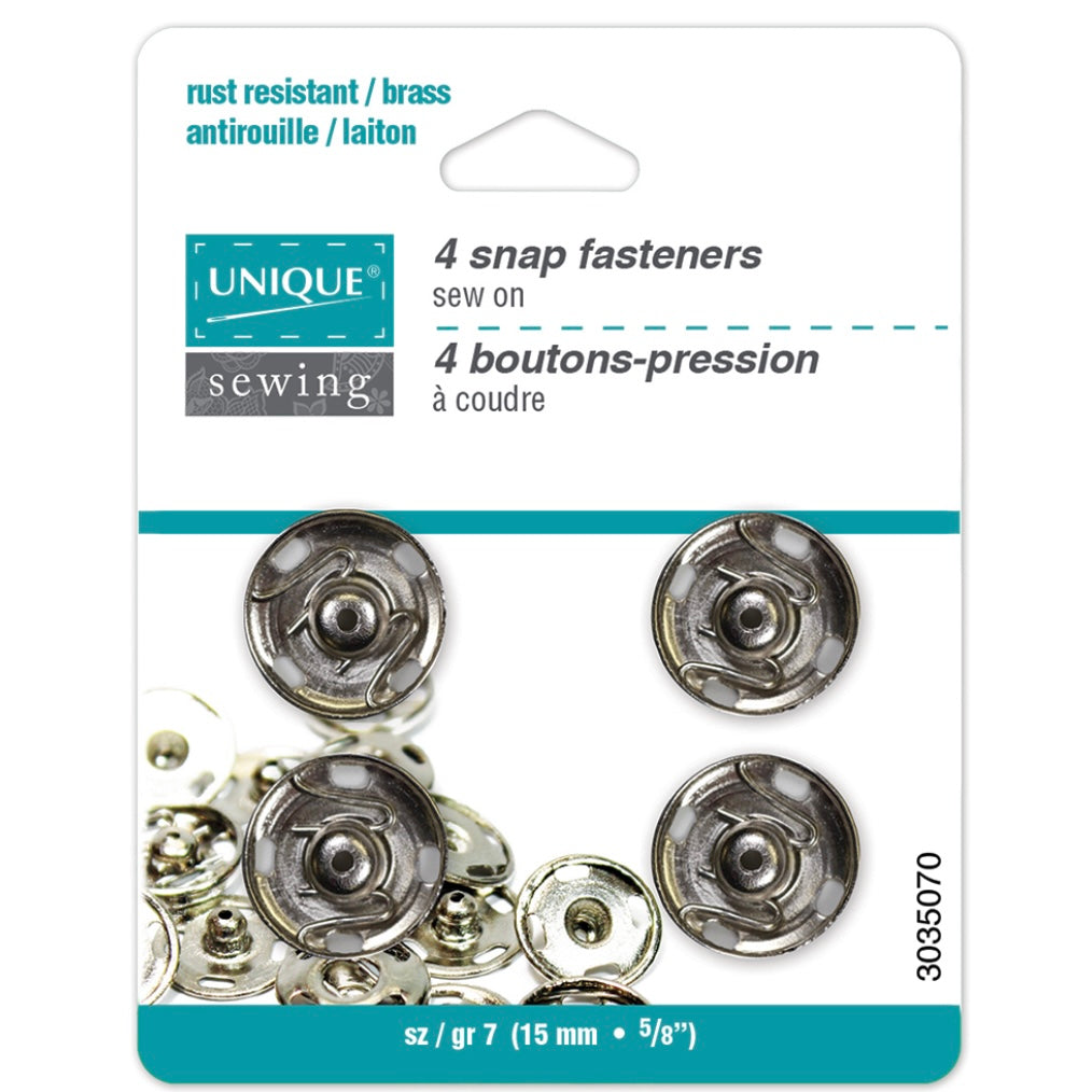 Sew On Snap Fasteners - 9mm (3/8″) - 12  sets - Nickel