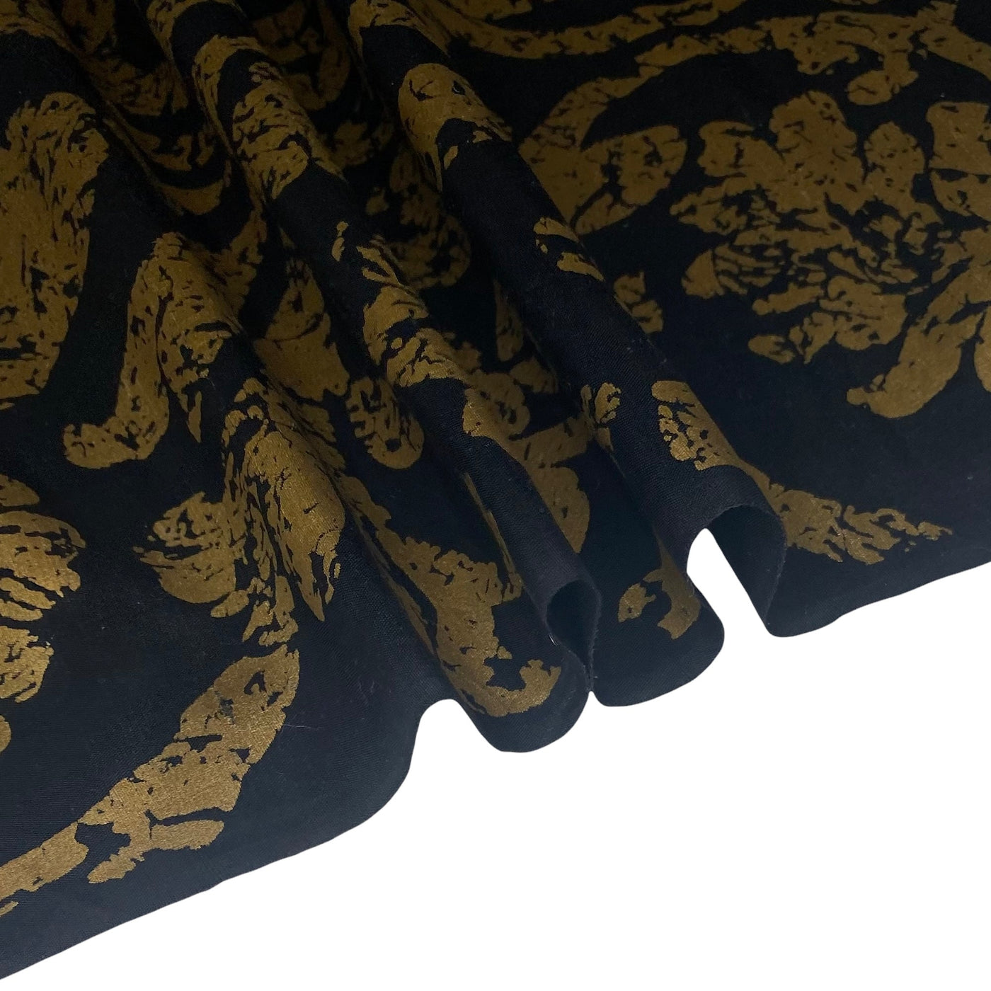 Damask Silk Shantung - Black/Gold