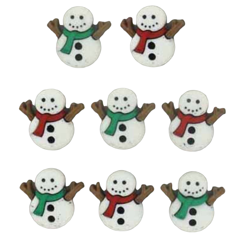 Novelty Christmas Buttons - Snowman - 8pcs