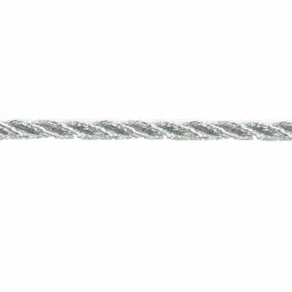 Metallic Twisted Cord - 4mm - Silver