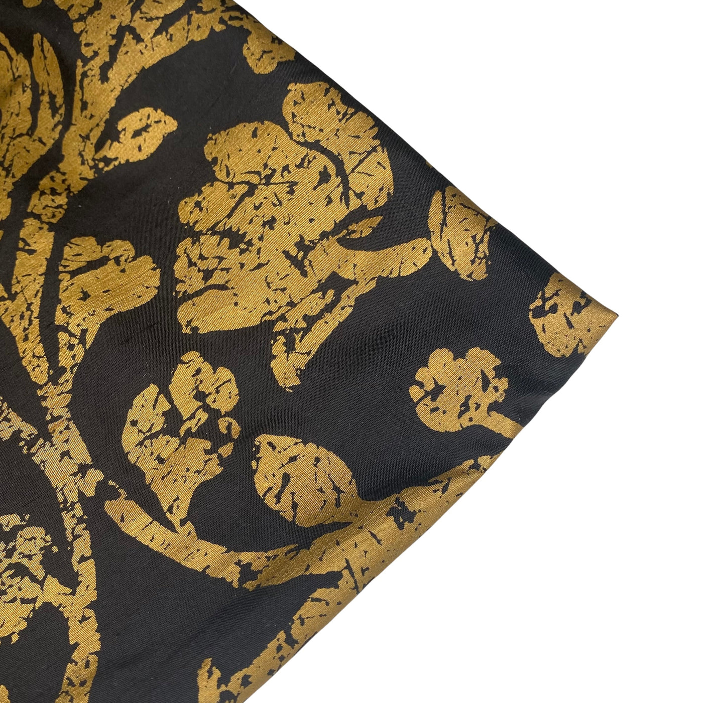 Damask Silk Shantung - Black/Gold