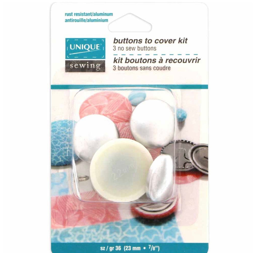 Buttons to Cover Kit with Tool - Size 20 - 12mm (1/2″) - 5 sets