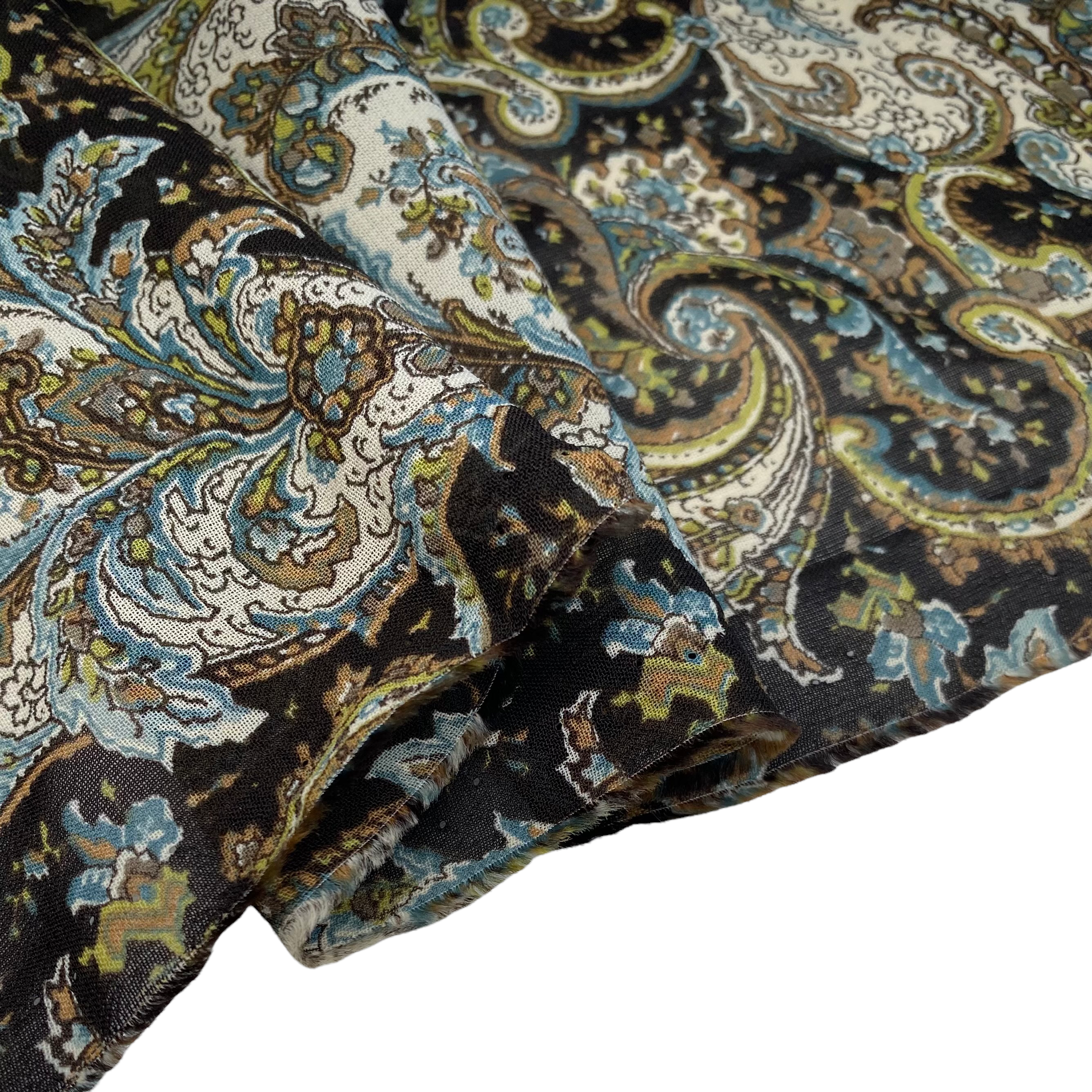 Paisley Polyester Chiffon - 58” - Brown/Green/Blue