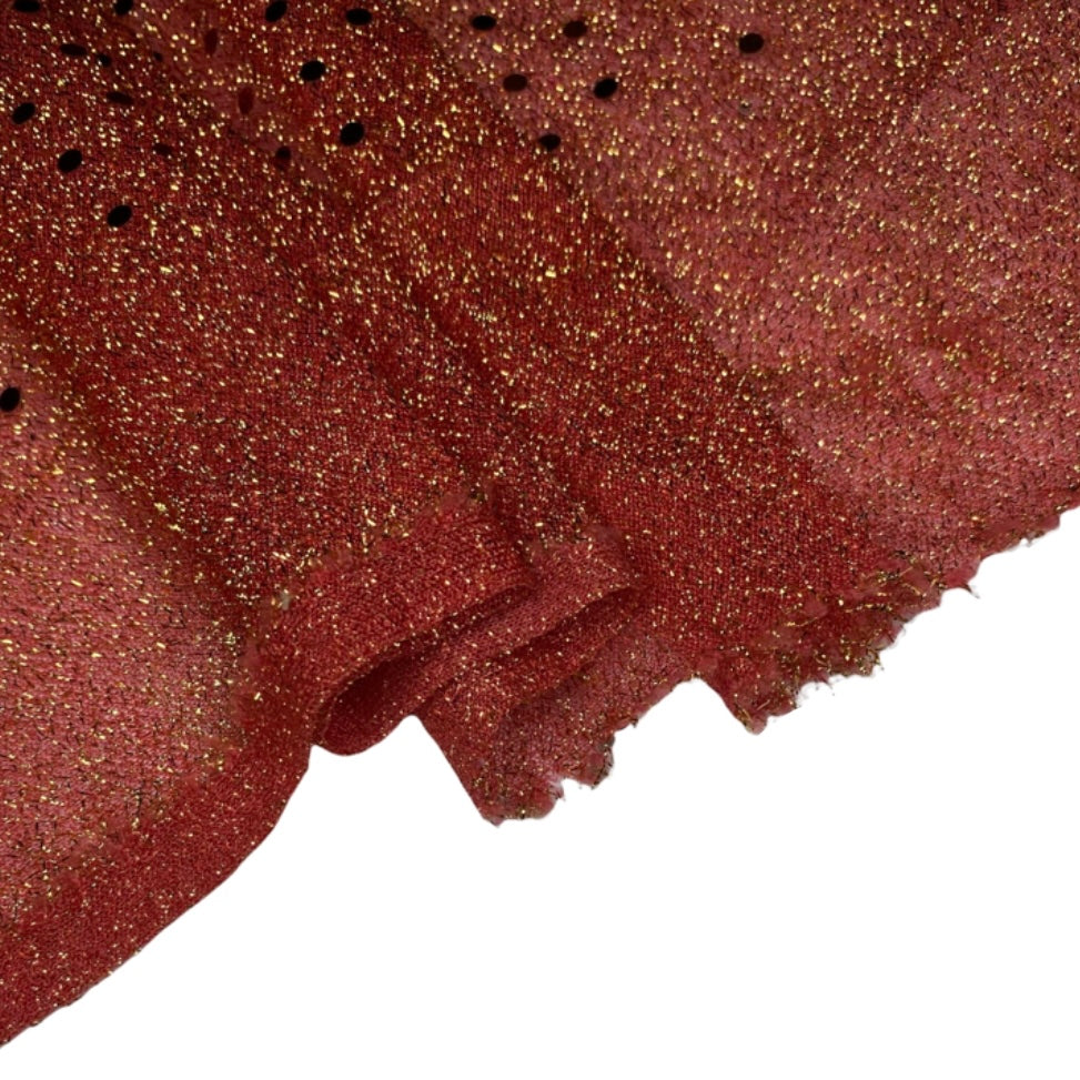 Faux Sequin Shiny Confetti Dot Knit - 46” - Papaya