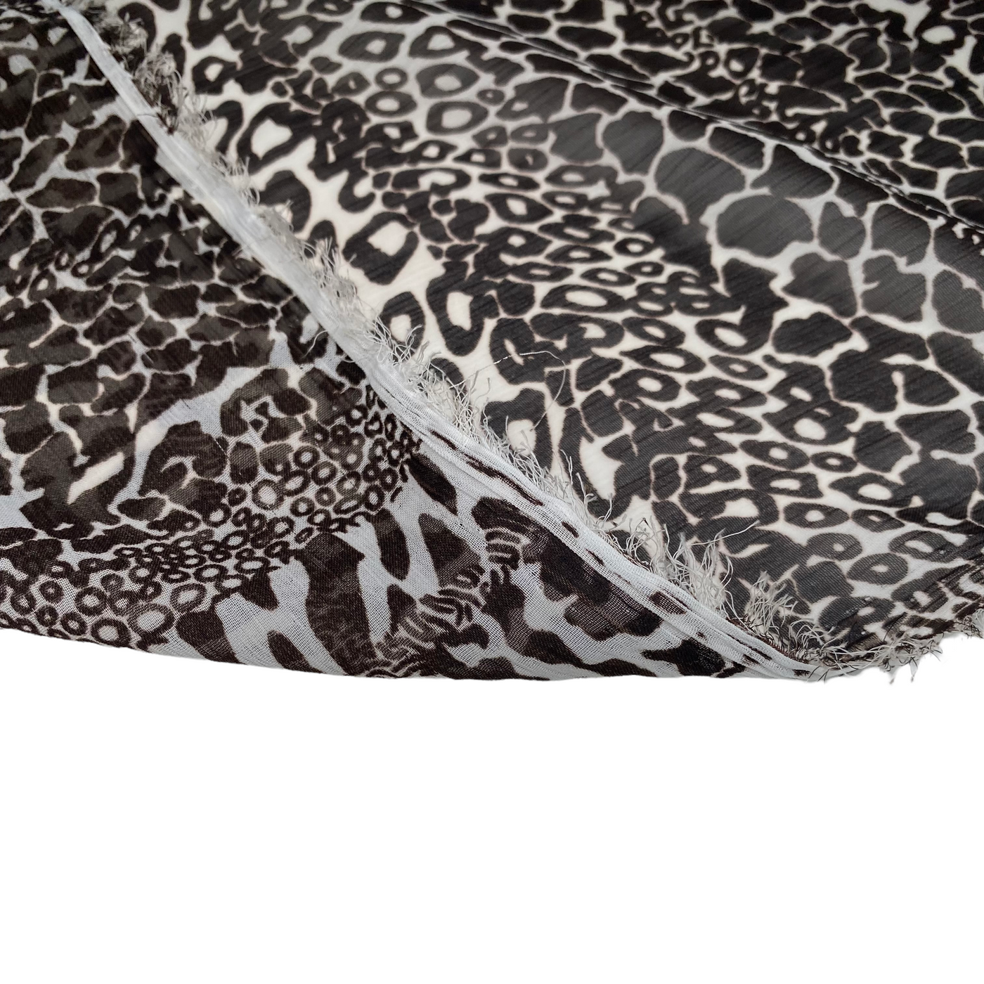 Striped Animal Print Crinkled Polyester Chiffon - 58”