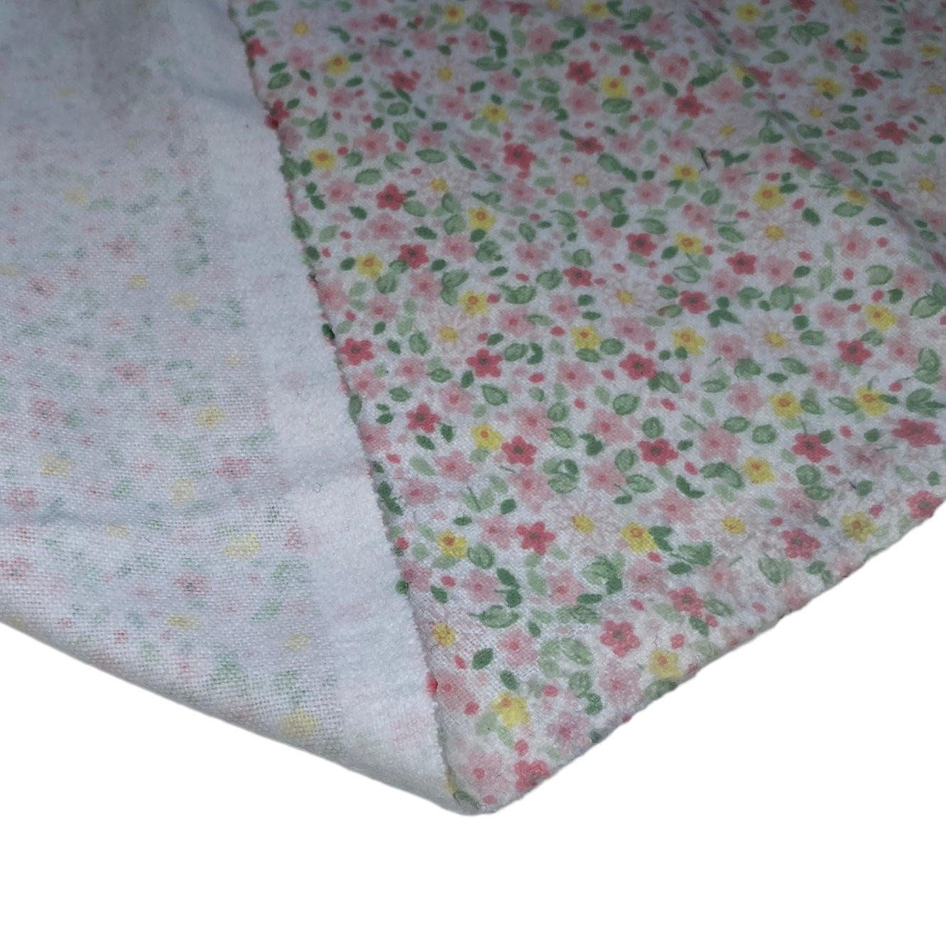 Printed Cotton Flannel - Floral - White/Pink/Yellow/Green