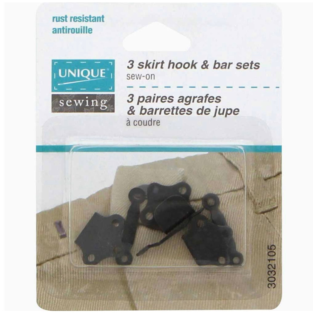 Skirt Hook & Bar Set - Black - 3 Sets