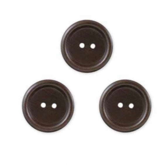Two Hole Wood Button - 34mm - Brown - 1 Count