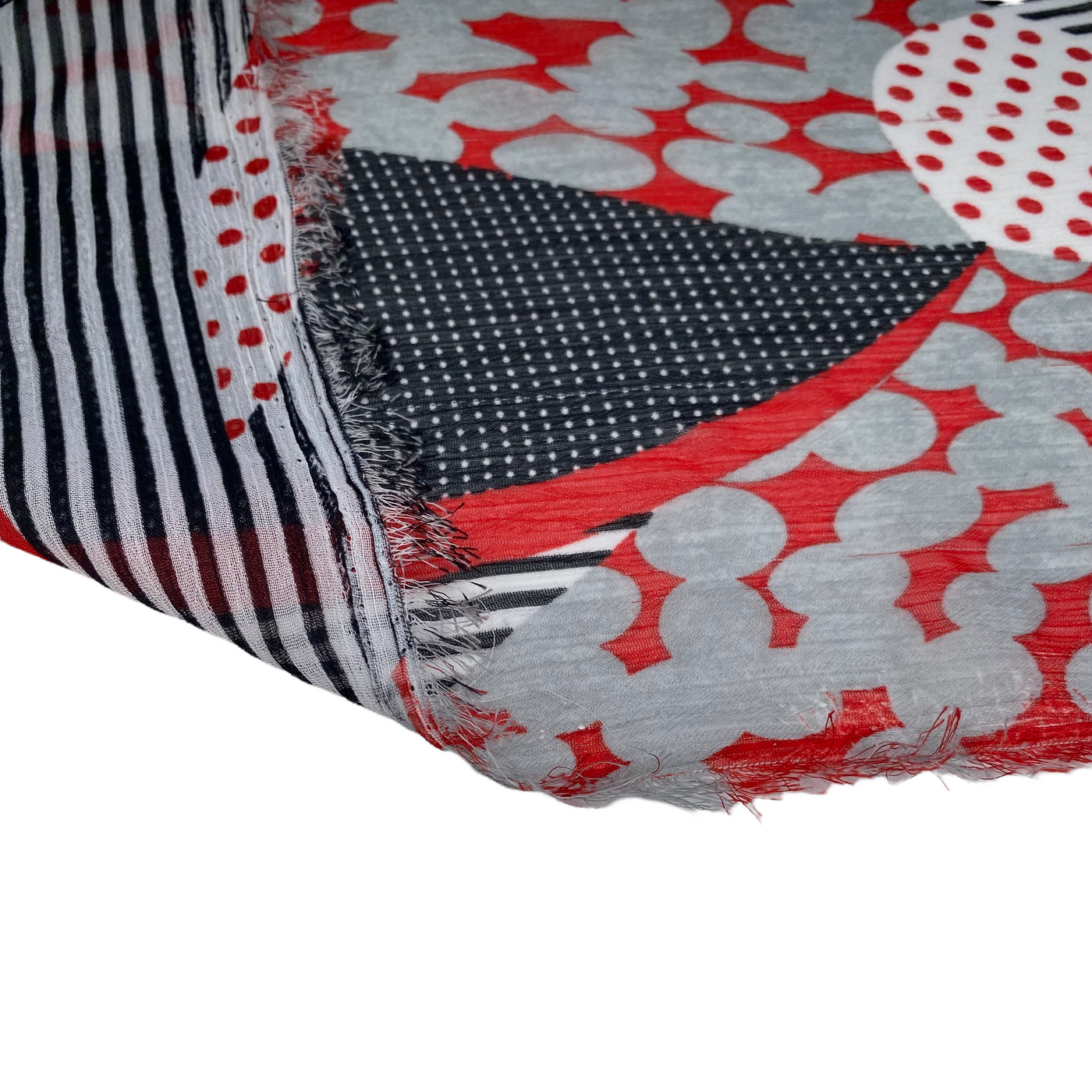 Polka Dot Crinkled Polyester Chiffon - 58” - White/Black/Red/Grey